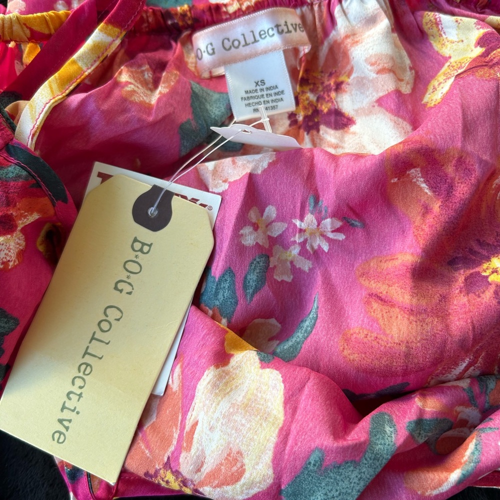 Floral Pink Ruffle Tank Top - Picture 3 of 3